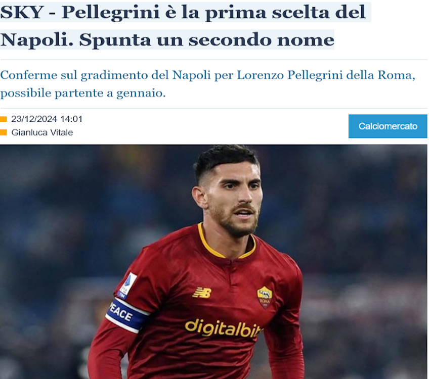 screenshot 2024 12 24 at 11 48 13 sky pellegrini è la prima scelta del napoli spunta un secondo nome areanapoli it